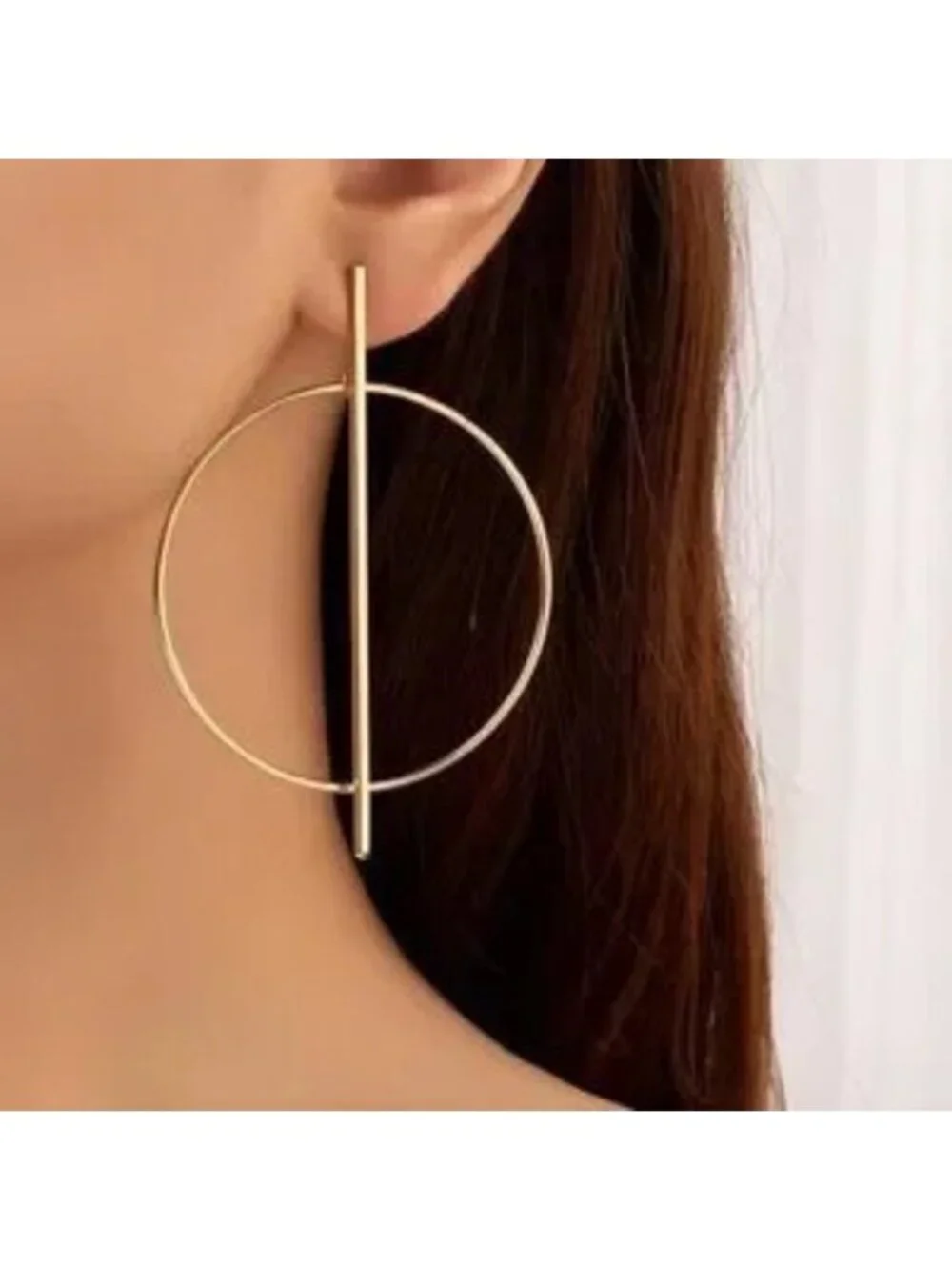 Gold Hoop Bar Earrings
